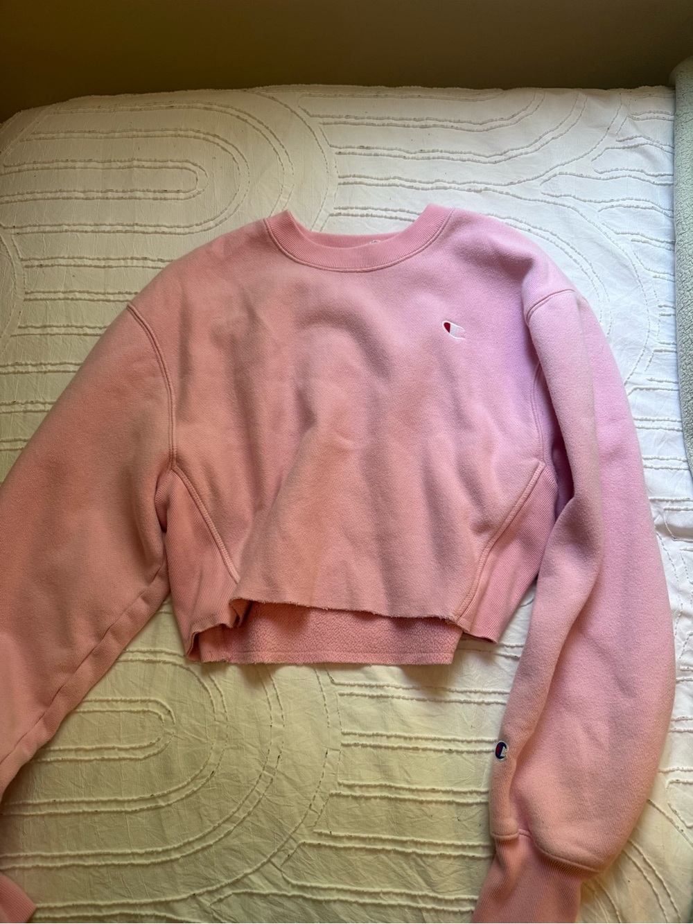 Champion Soft Pink Cropped Crewneck Sweatshirt